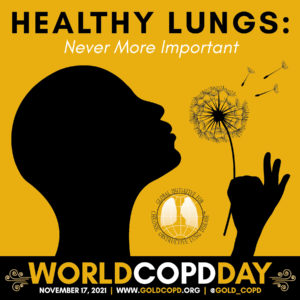 3ª quarta-feira do mês (17/11) – Dia Mundial da Doença Pulmonar Obstrutiva Crônica (DPOC): “Pulmões Saudáveis – Mais Importante do que Nunca”