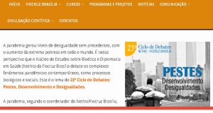28/3 – Fiocruz Brasília vai realizar uma série de webinários gratuitos sobre desafios sociopolíticos das pestes
