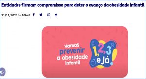 Entidades firmam compromisso para deter o avanço da obesidade infantil