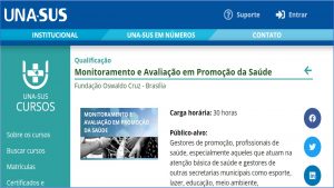 UNA-SUS abre inscrições para curso de monitoramento e avaliação em promoção da saúde